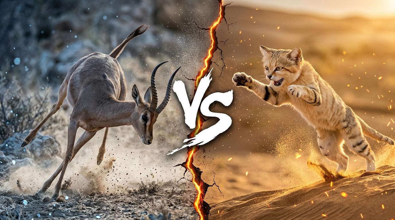dibatag-vs-sand-cat comparison image on AnimalDex