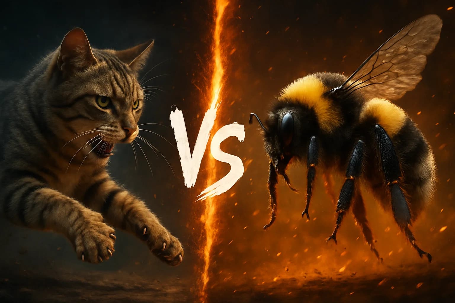 domestic-cat-vs-common-eastern-bumble-bee comparison image on AnimalDex