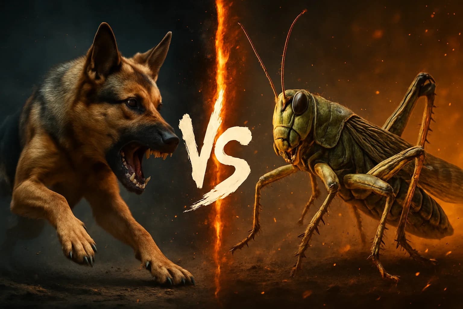 domestic-dog-vs-grasshopper-and-locust comparison image on AnimalDex