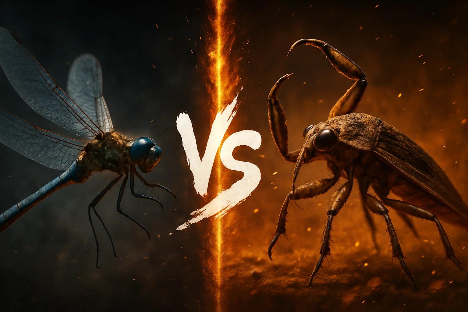 dragonfly-vs-giant-water-bug comparison image on AnimalDex