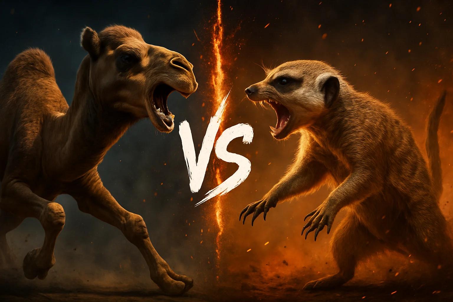dromedary-camel-vs-meerkat comparison image on AnimalDex