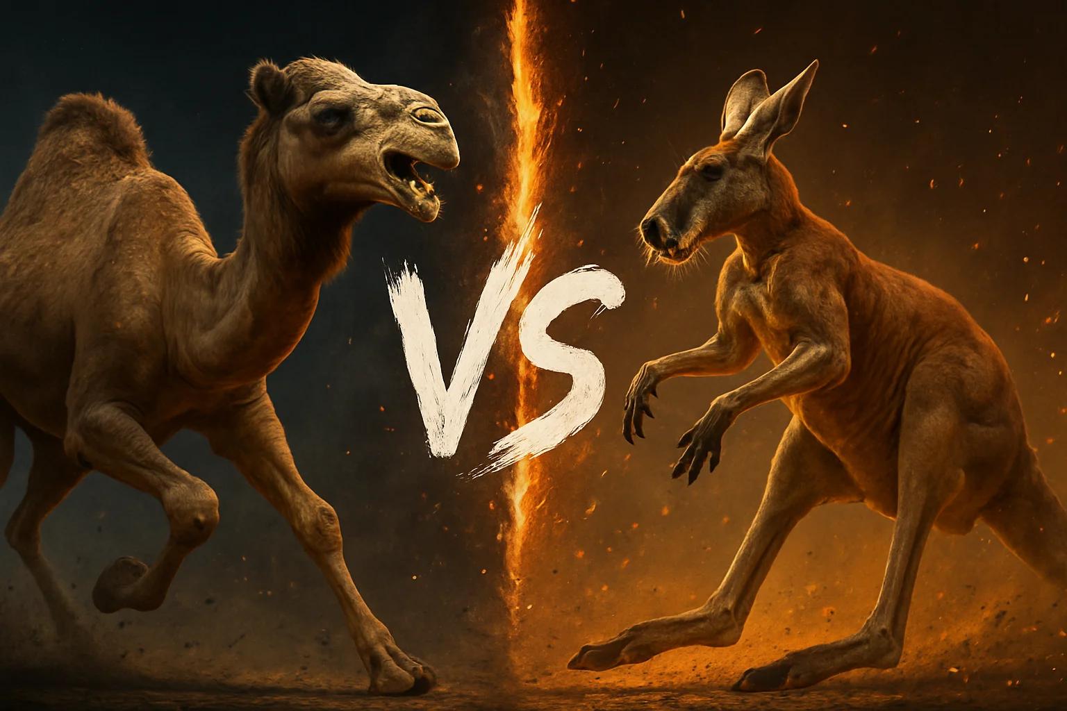dromedary-camel-vs-red-kangaroo comparison image on AnimalDex