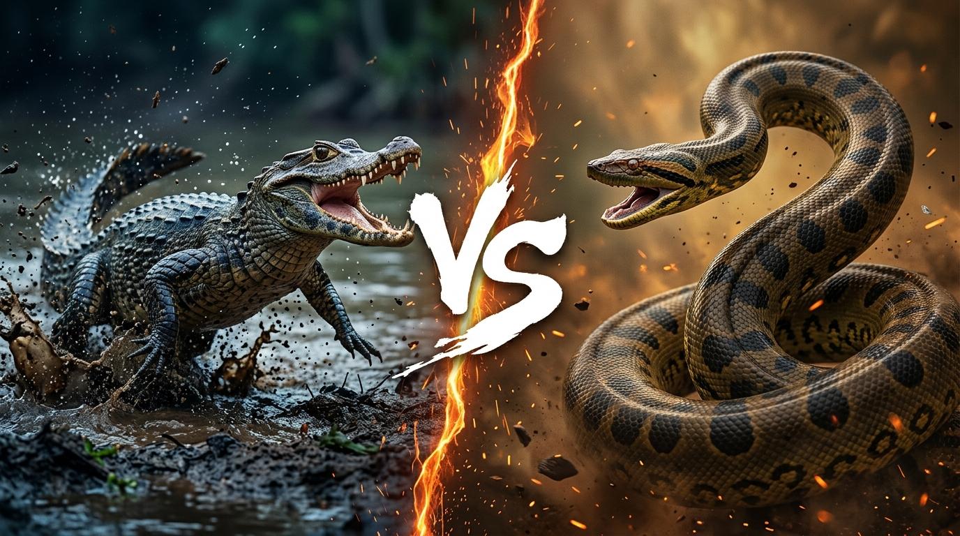 dwarf-caiman-vs-green-anaconda comparison image on AnimalDex