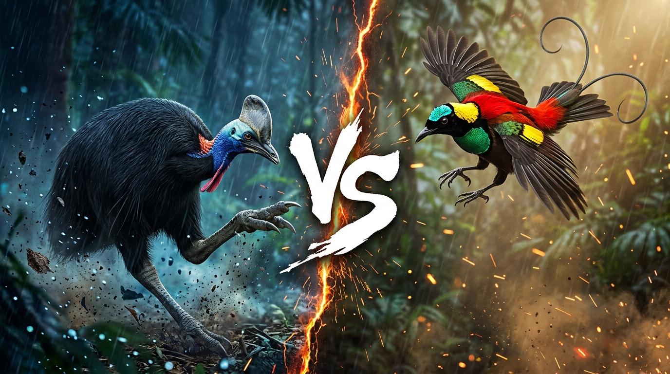 dwarf-cassowary-vs-wilsons-bird-of-paradise comparison image on AnimalDex