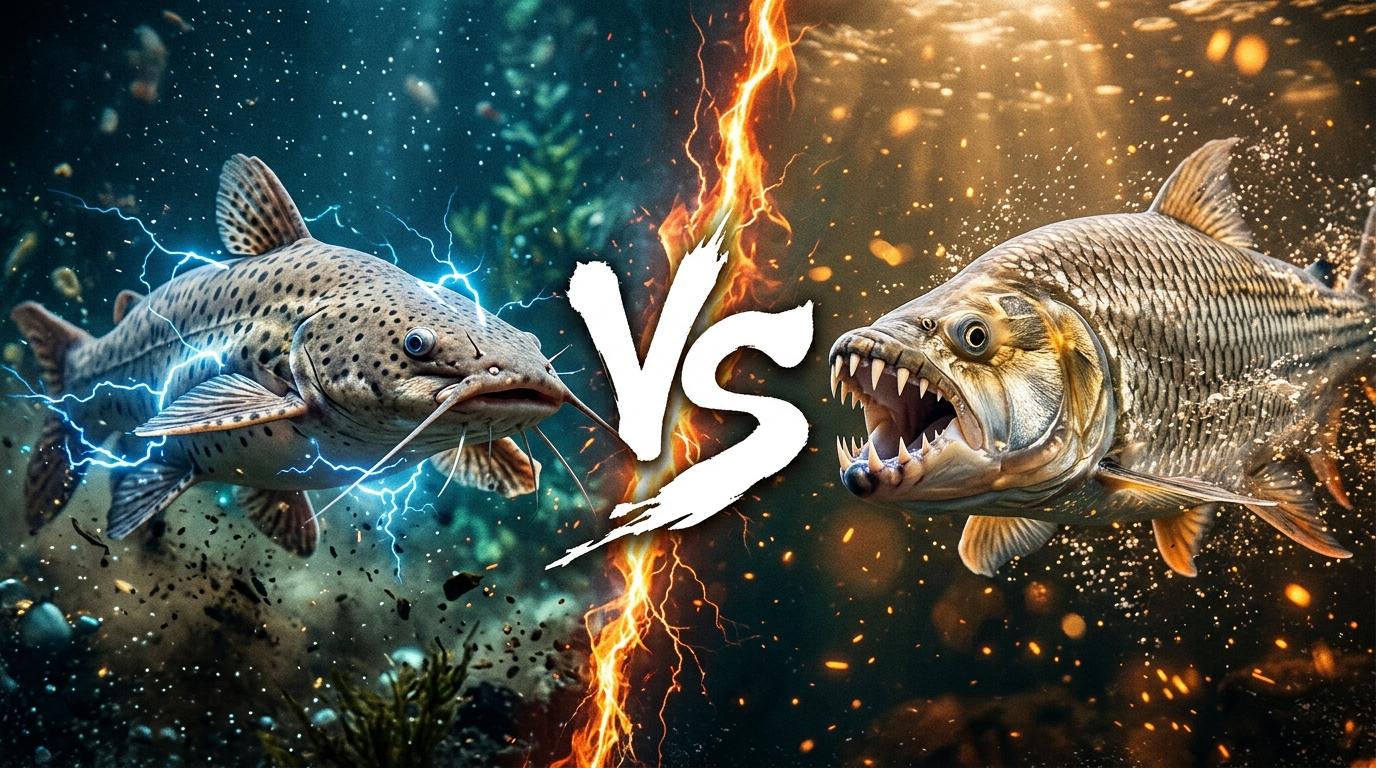 electric-catfish-vs-goliath-tigerfish comparison image on AnimalDex