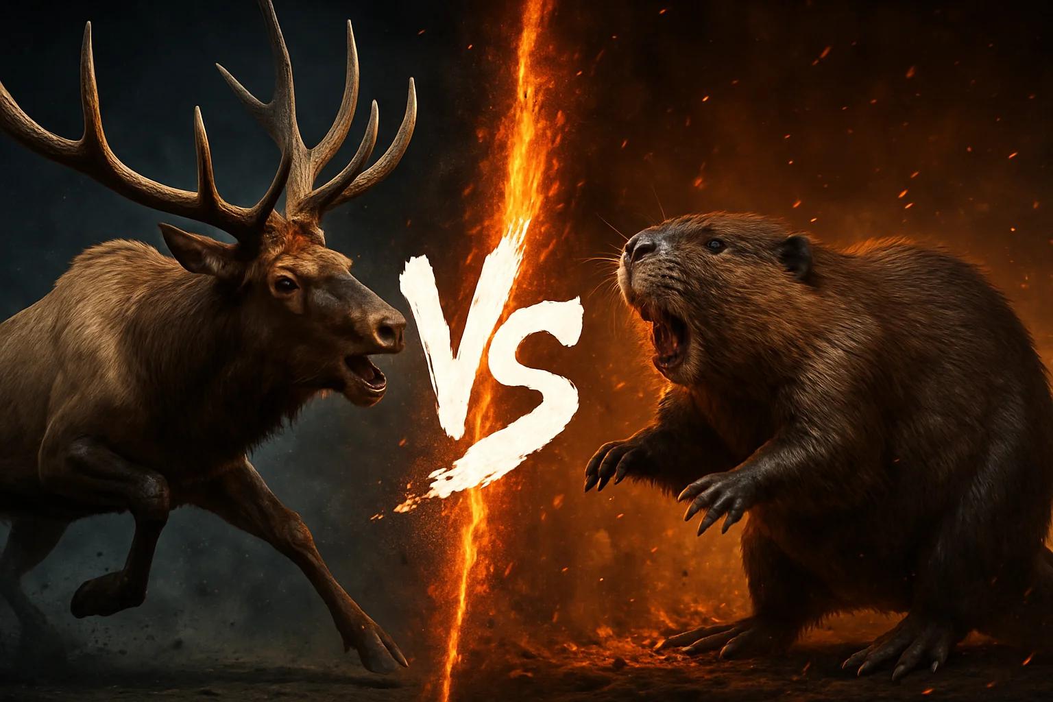 elk-vs-north-american-beaver comparison image on AnimalDex