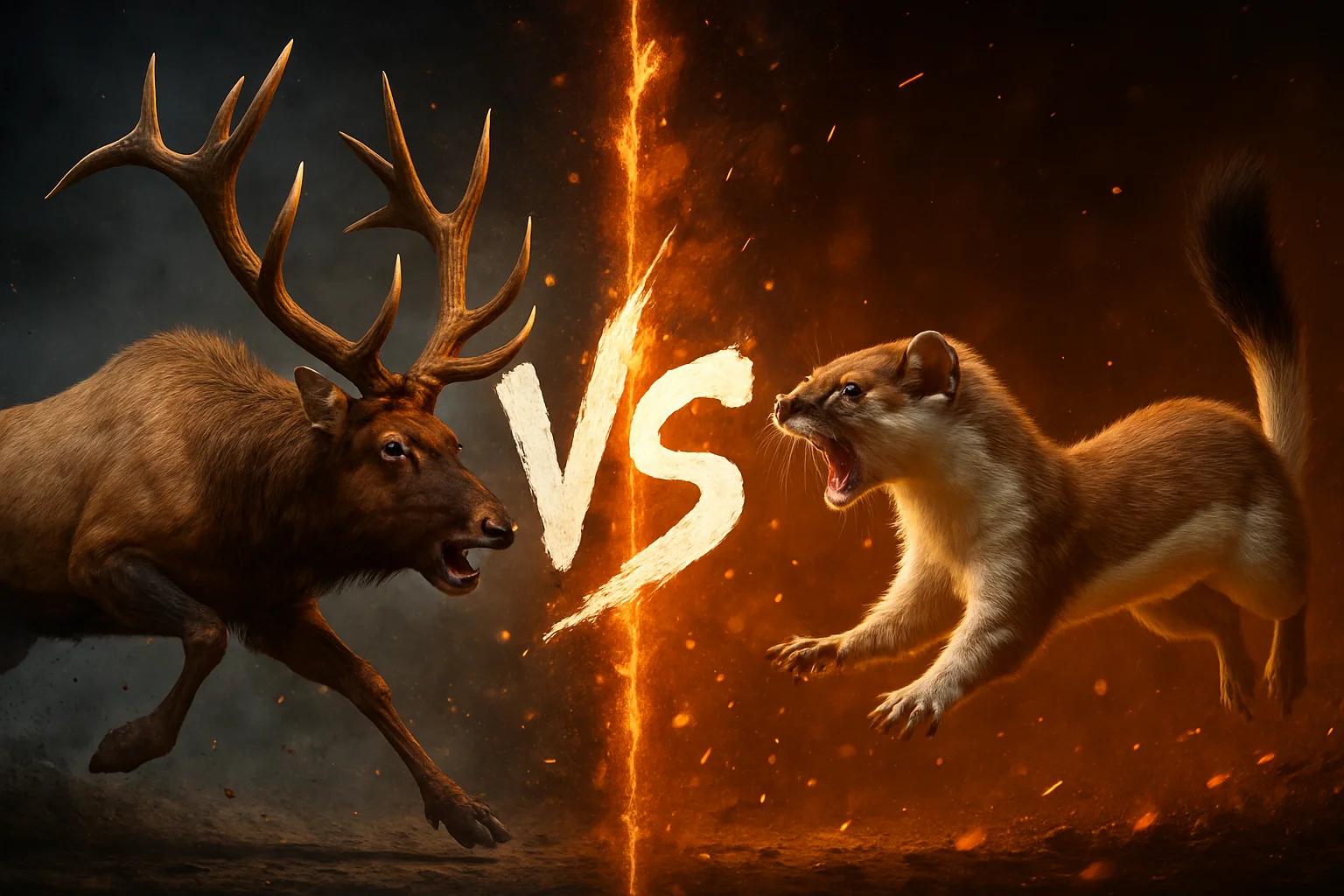 elk-vs-stoat comparison image on AnimalDex
