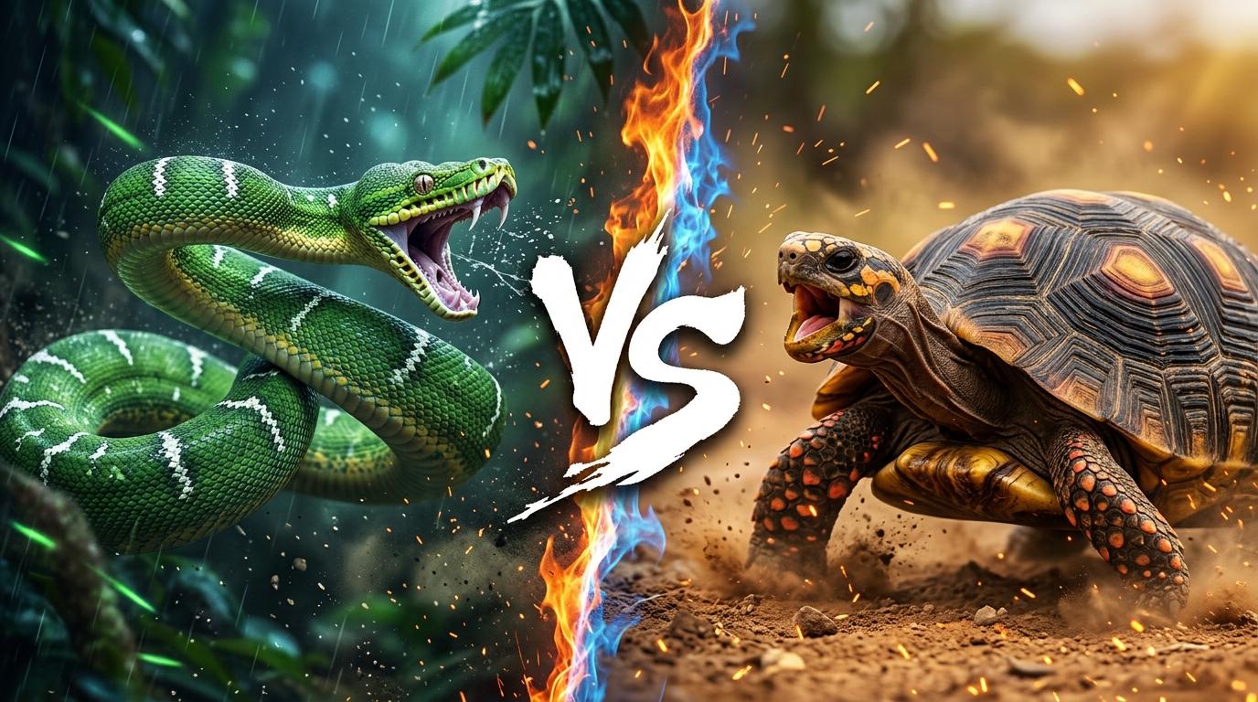 emerald-tree-boa-vs-red-footed-tortoise comparison image on AnimalDex
