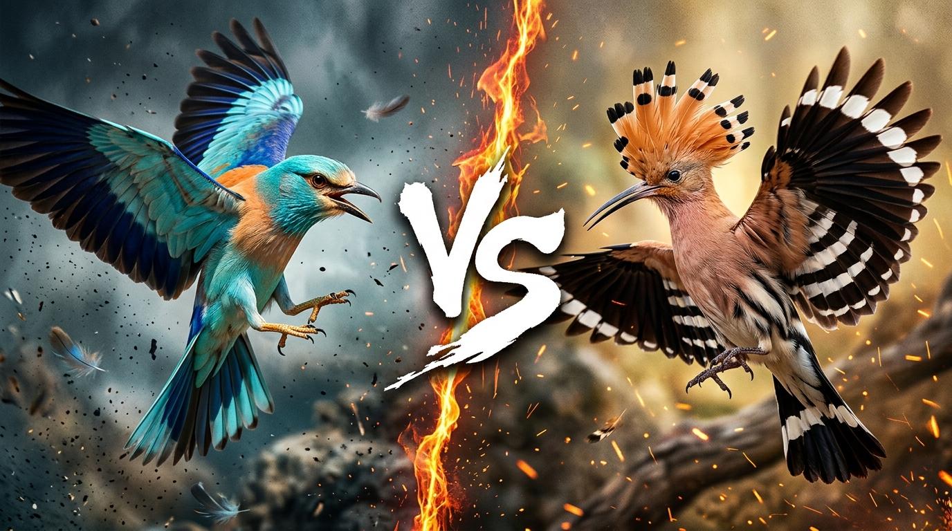 european-roller-vs-hoopoe comparison image on AnimalDex