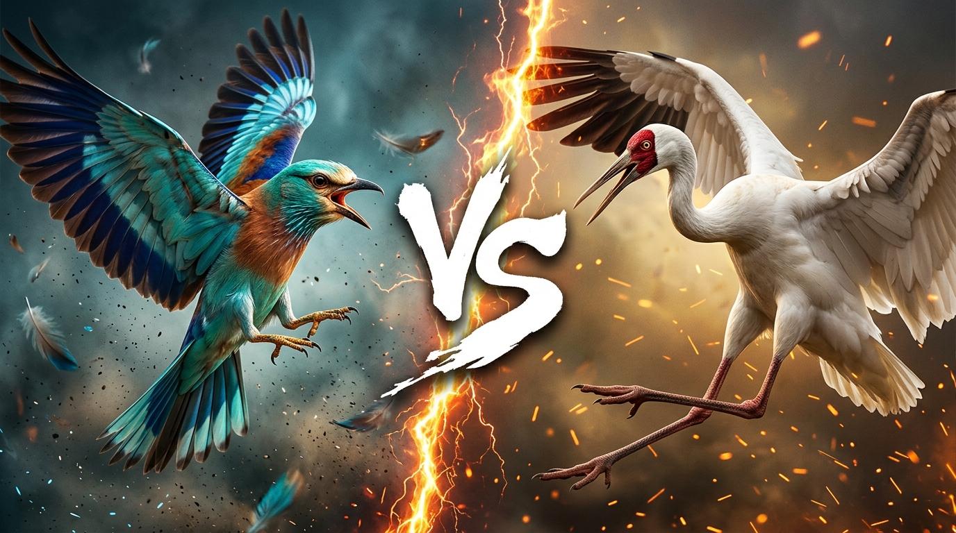 european-roller-vs-siberian-crane comparison image on AnimalDex