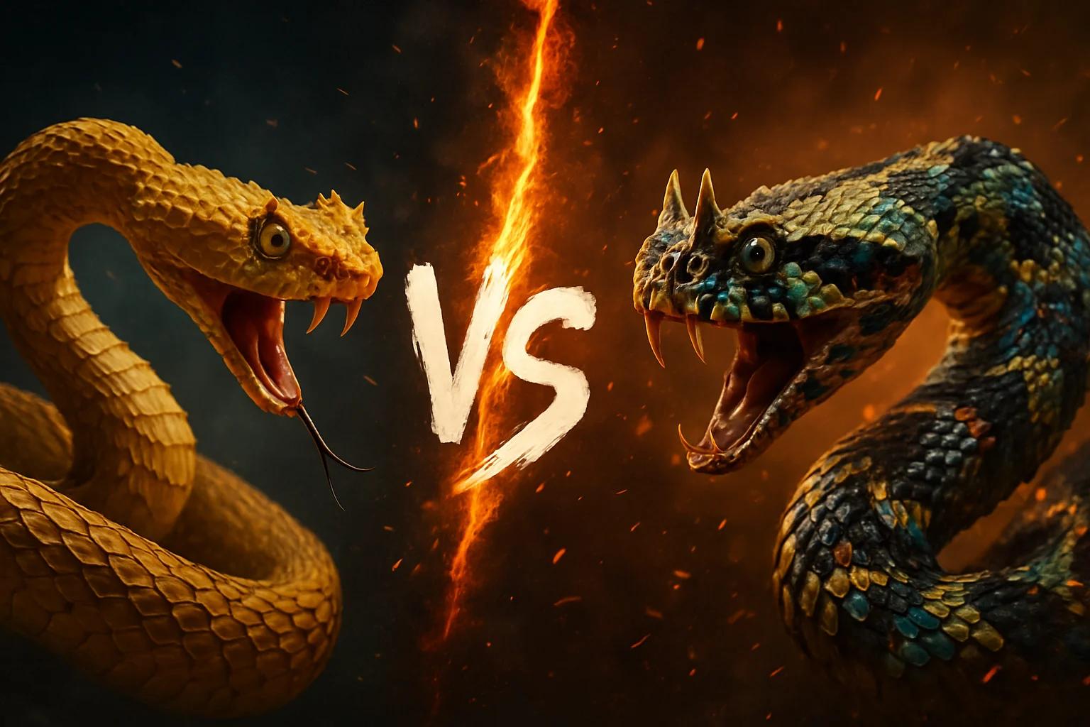 eyelash-viper-vs-rhinoceros-viper comparison image on AnimalDex