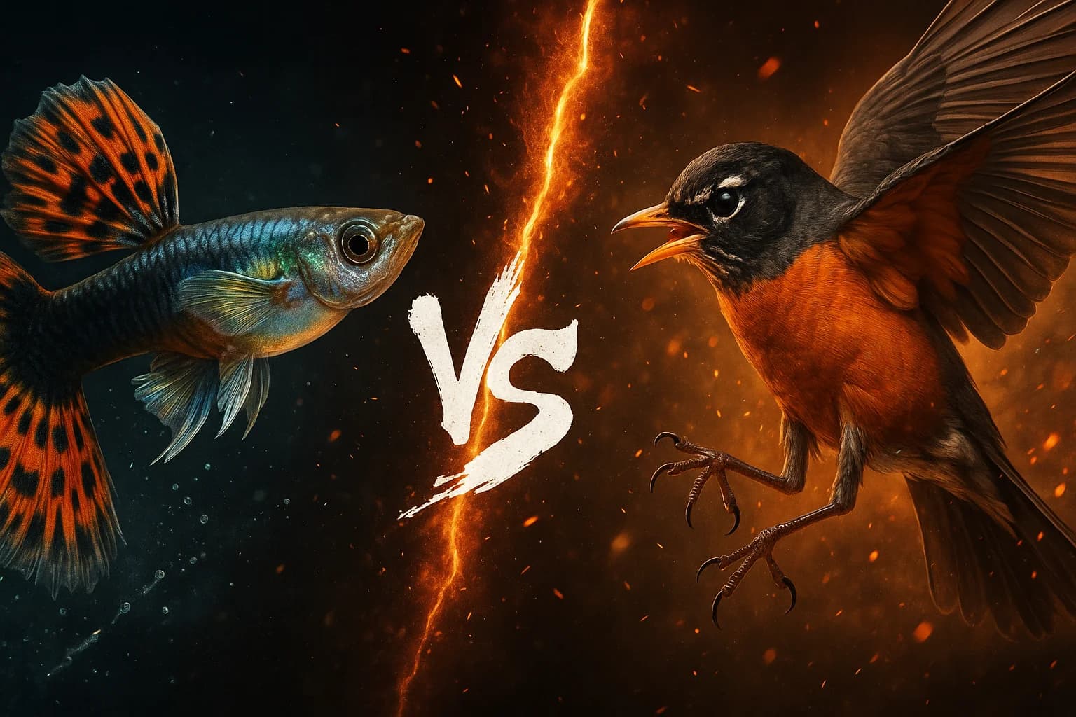 fancy-guppy-vs-american-robin comparison image on AnimalDex