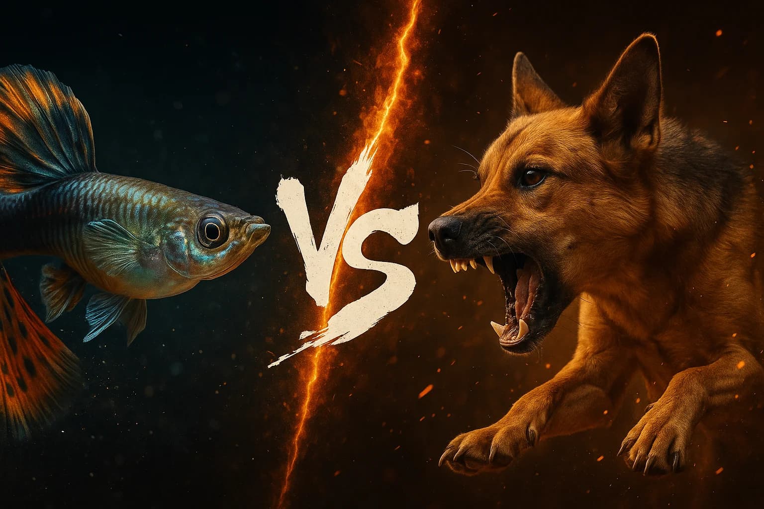 fancy-guppy-vs-domestic-dog comparison image on AnimalDex