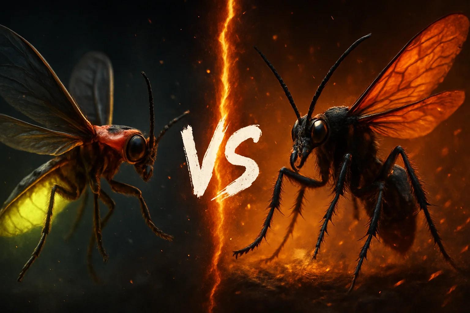 firefly-vs-tarantula-hawk-wasp comparison image on AnimalDex