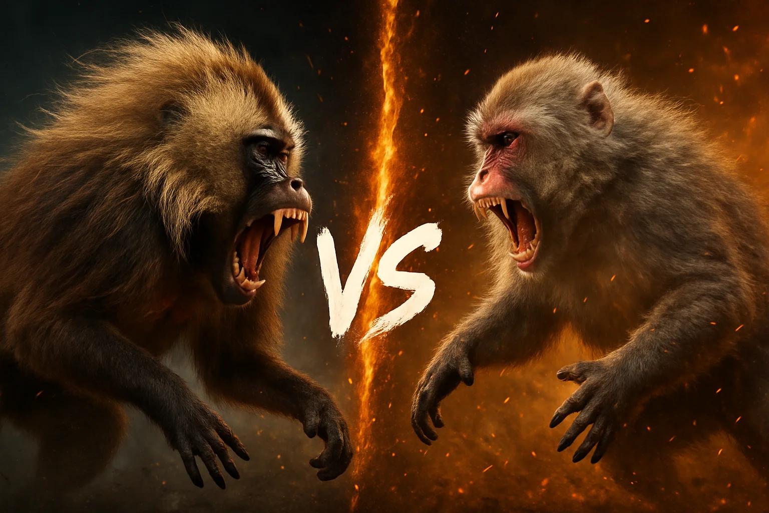 gelada-vs-japanese-macaque comparison image on AnimalDex