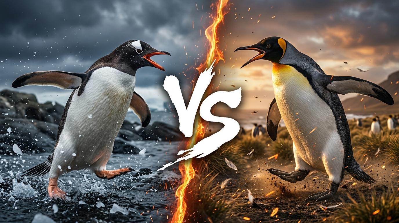 gentoo-penguin-vs-king-penguin comparison image on AnimalDex