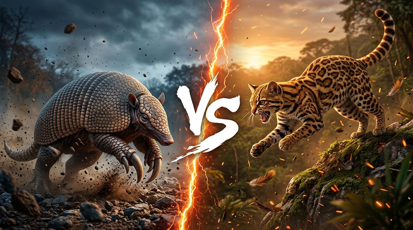 giant-armadillo-vs-margay comparison image on AnimalDex