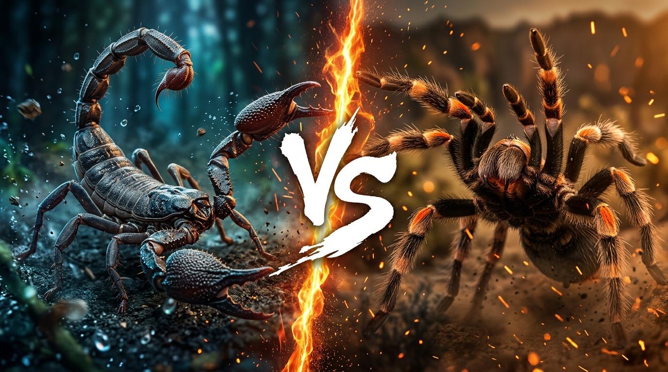 giant-forest-scorpion-vs-red-kneed-tarantula comparison image on AnimalDex