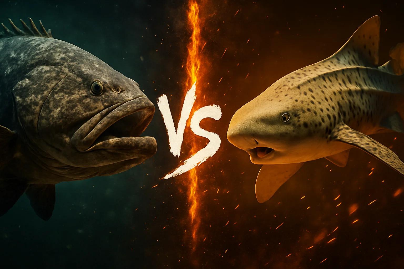 giant-grouper-vs-zebra-shark comparison image on AnimalDex