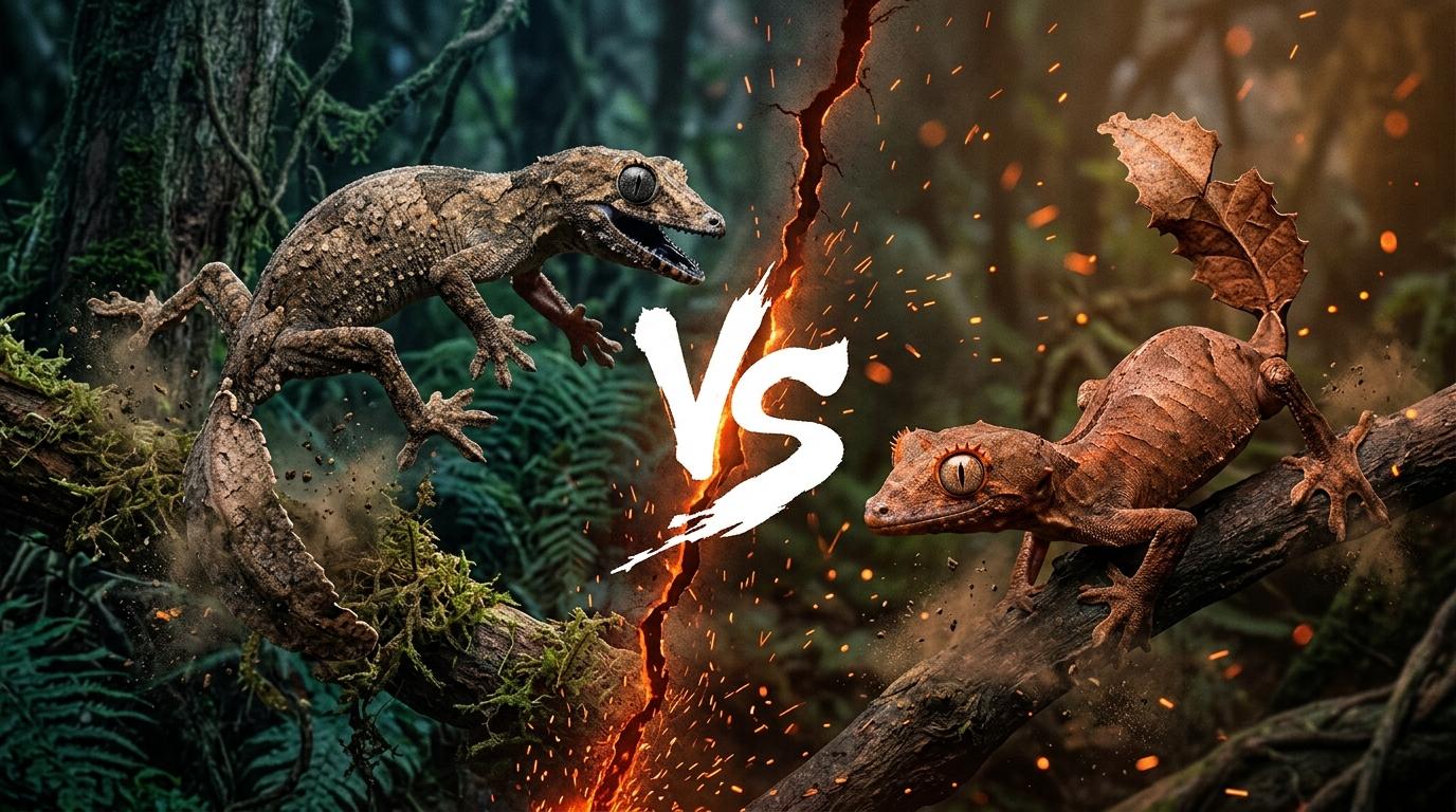 giant-leaf-tailed-gecko-vs-satanic-leaf-tailed-gecko comparison image on AnimalDex