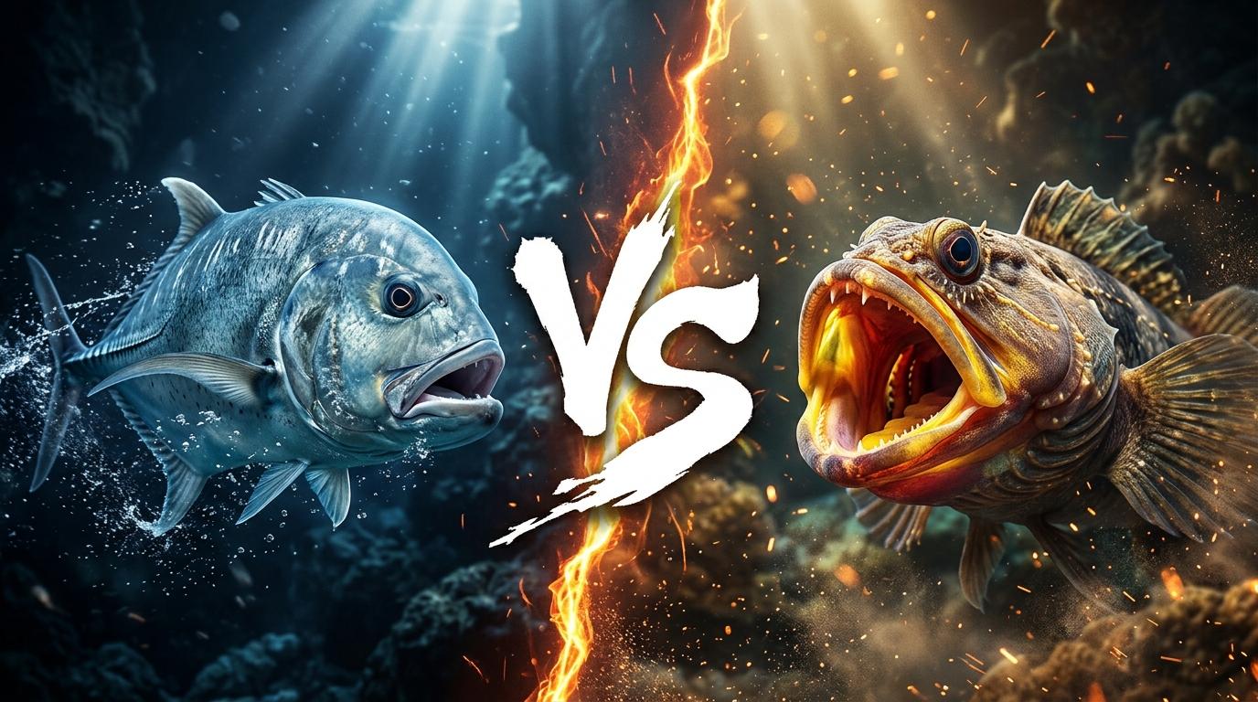 giant-trevally-vs-sarcastic-fringehead comparison image on AnimalDex