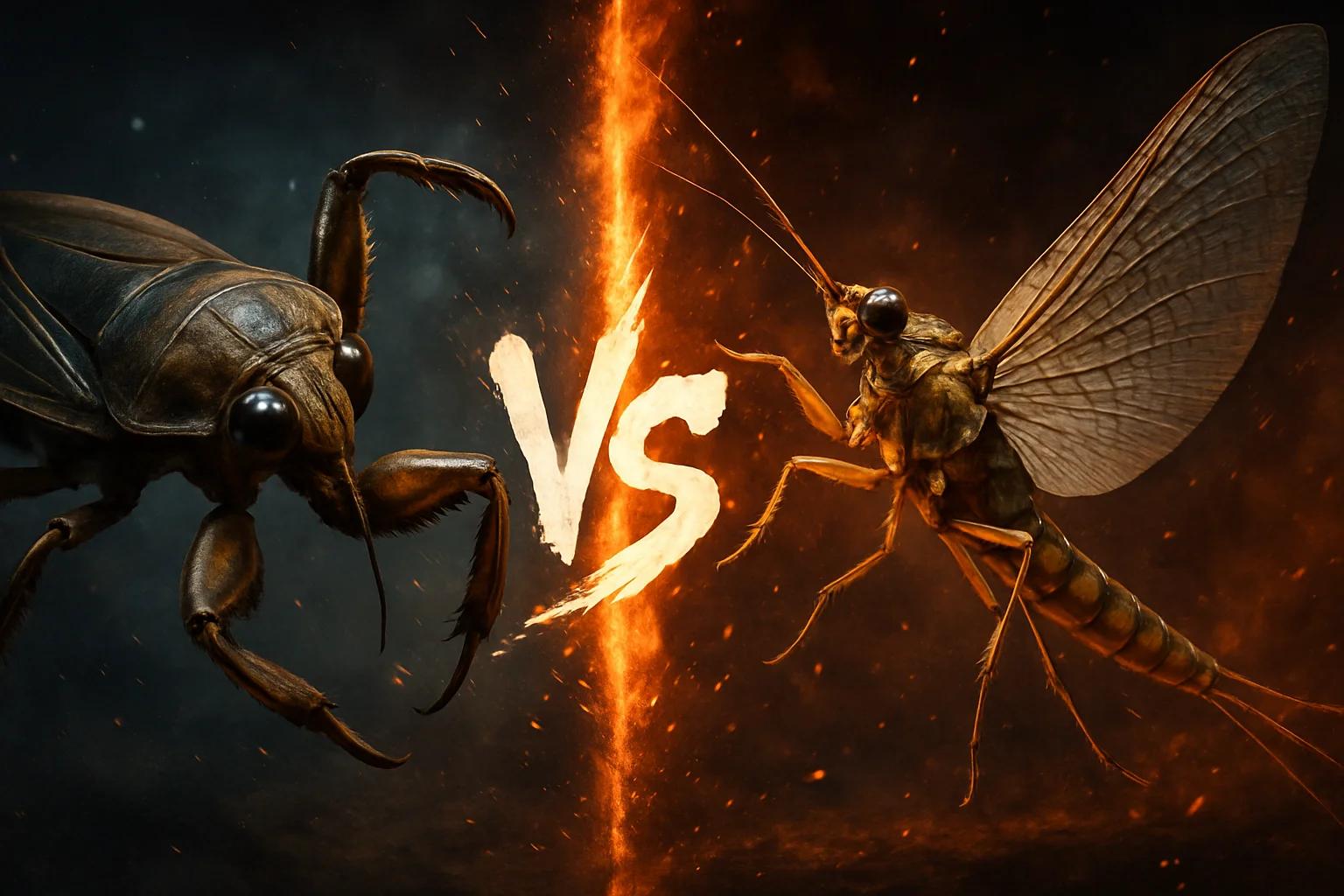 giant-water-bug-vs-giant-burrowing-mayfly comparison image on AnimalDex