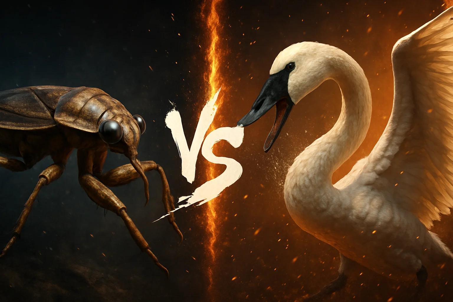 giant-water-bug-vs-trumpeter-swan comparison image on AnimalDex