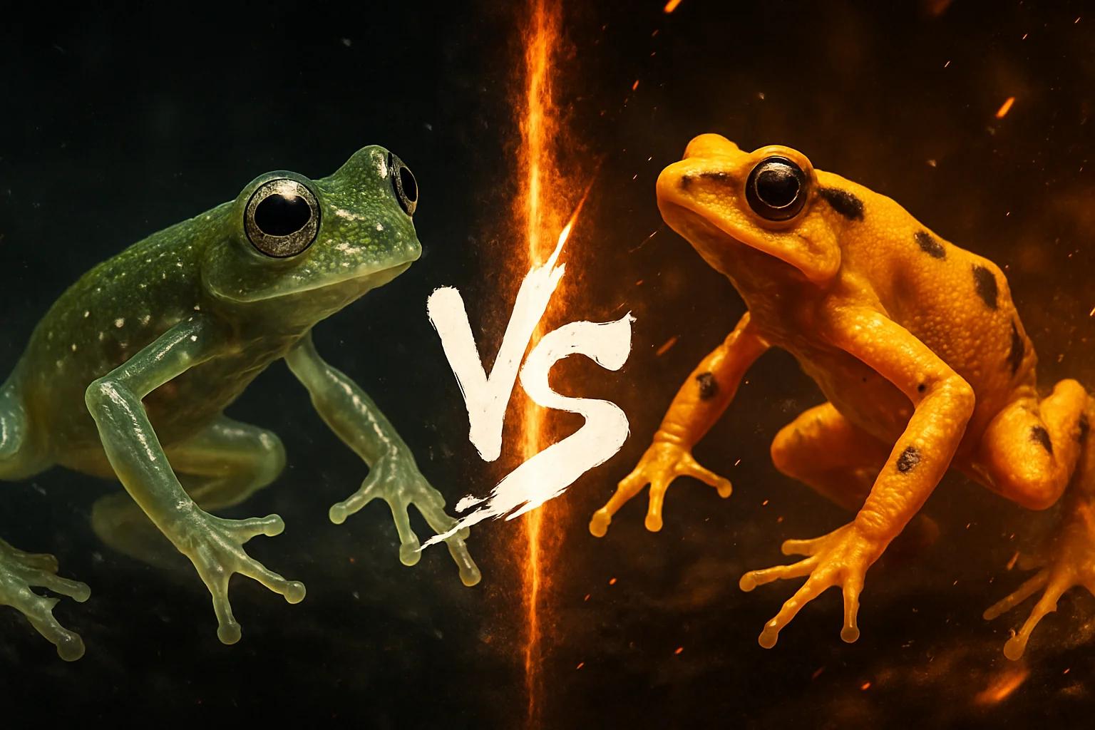 glass-frog-vs-panamanian-golden-frog comparison image on AnimalDex