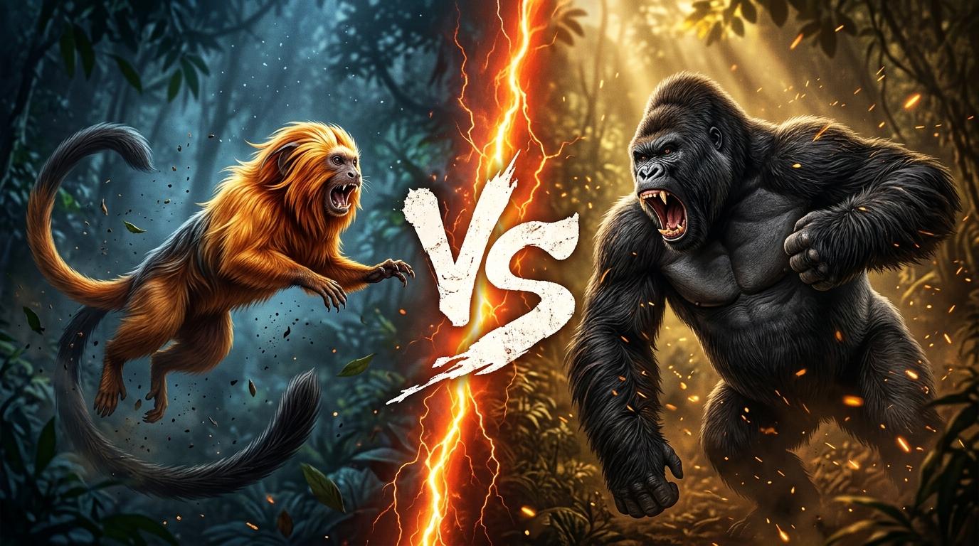 golden-headed-lion-tamarin-vs-gorilla comparison image on AnimalDex