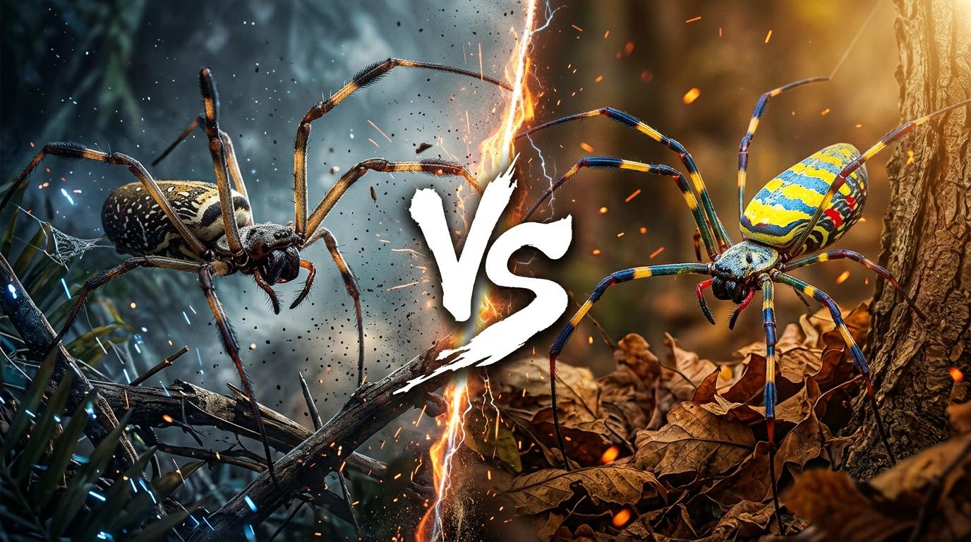 golden-silk-orb-weaver-vs-joro-spider comparison image on AnimalDex