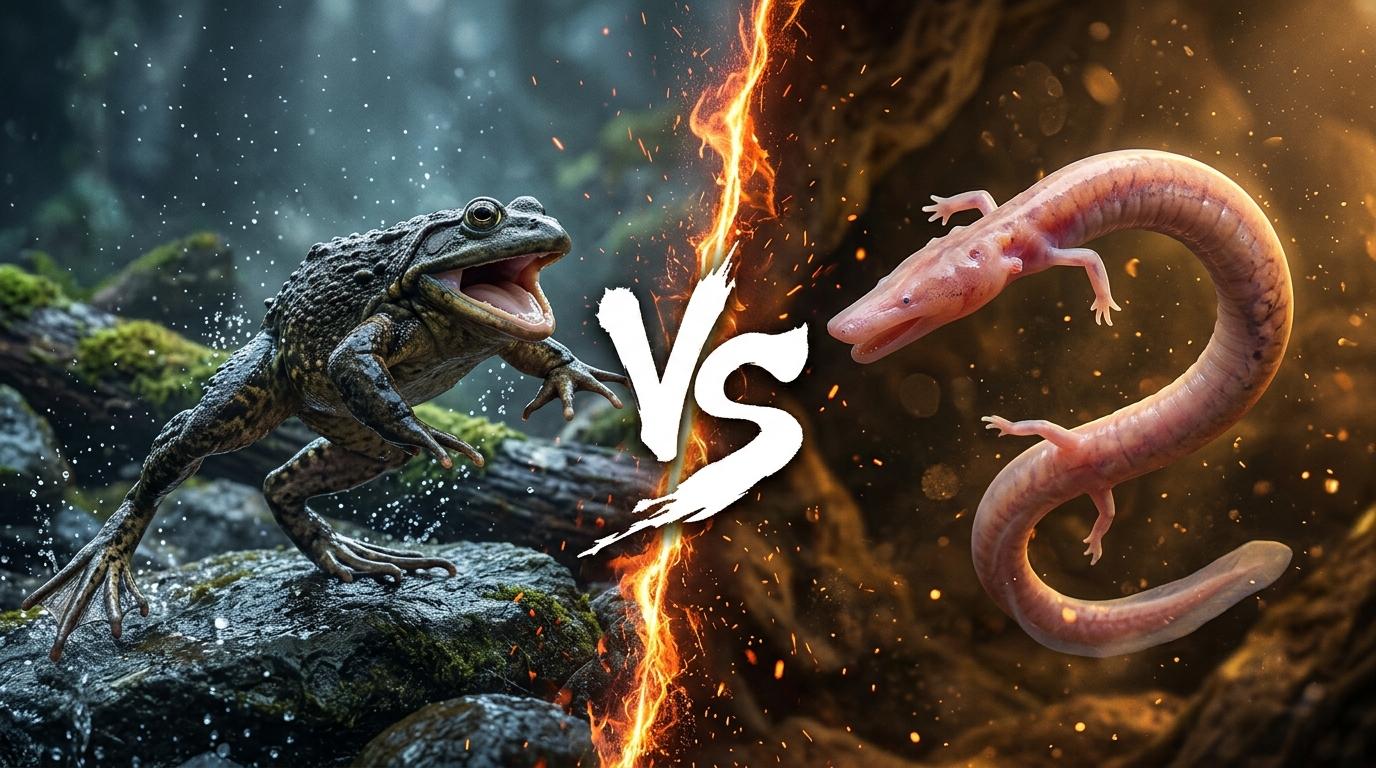 goliath-frog-vs-olm comparison image on AnimalDex