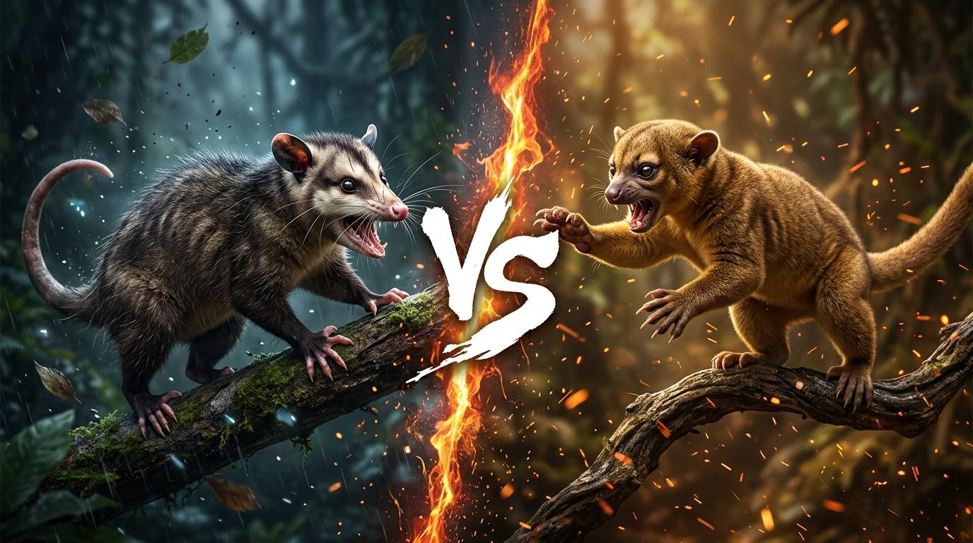 gray-four-eyed-opossum-vs-kinkajou comparison image on AnimalDex