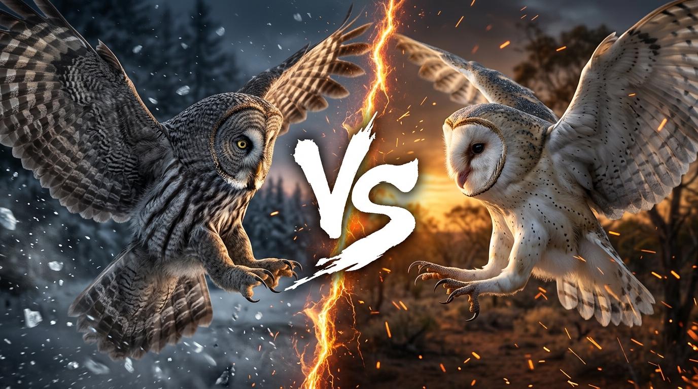 great-gray-owl-vs-masked-owl comparison image on AnimalDex