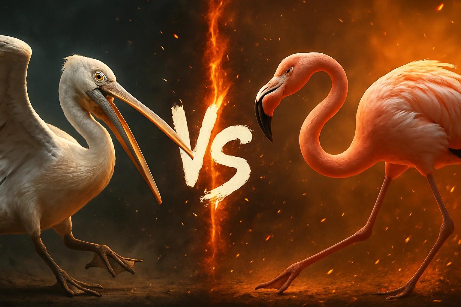 great-white-pelican-vs-greater-flamingo comparison image on AnimalDex