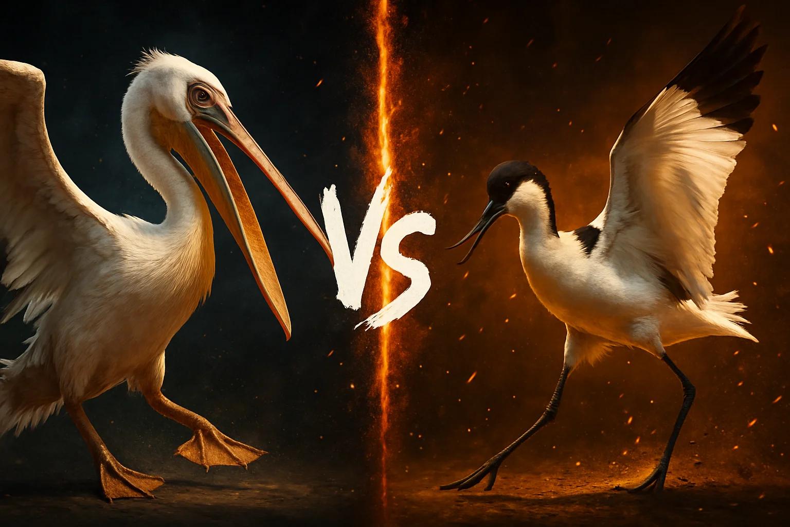 great-white-pelican-vs-pied-avocet comparison image on AnimalDex