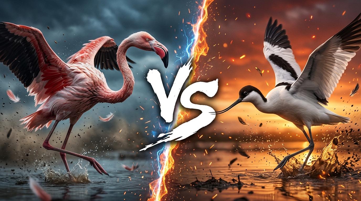greater-flamingo-vs-pied-avocet comparison image on AnimalDex