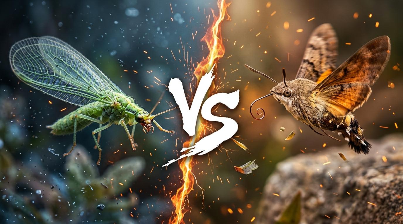 green-lacewing-vs-hummingbird-hawk-moth comparison image on AnimalDex