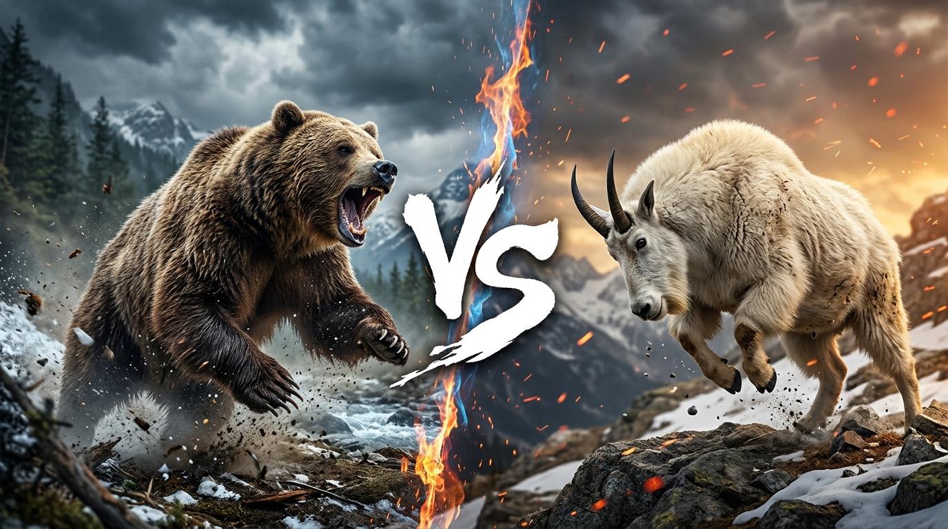 grizzly-bear-vs-mountain-goat comparison image on AnimalDex