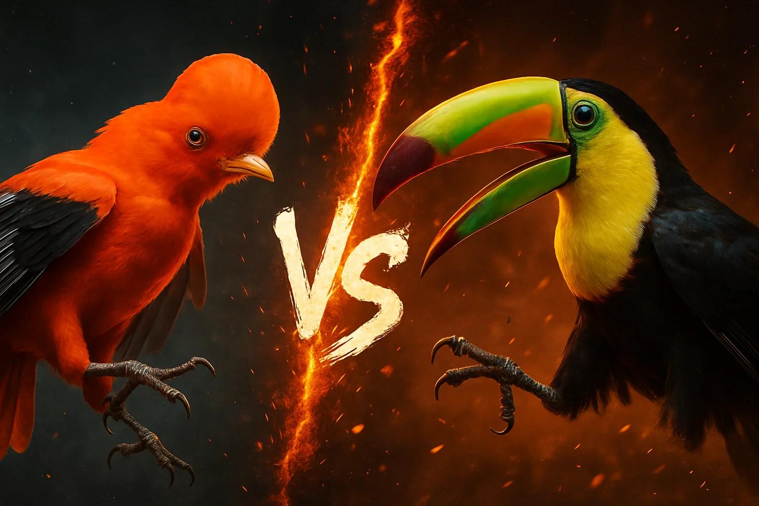 guianan-cock-of-the-rock-vs-keel-billed-toucan comparison image on AnimalDex