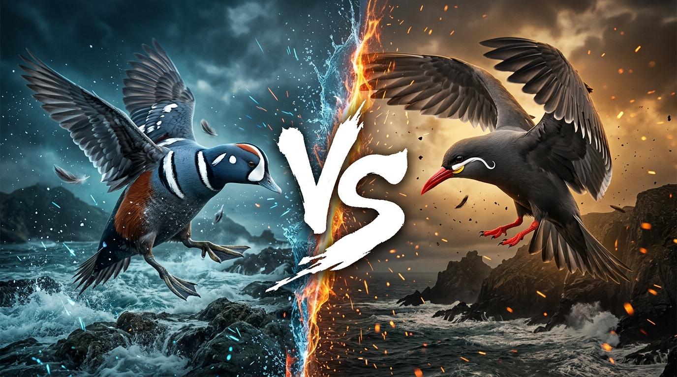 harlequin-duck-vs-inca-tern comparison image on AnimalDex