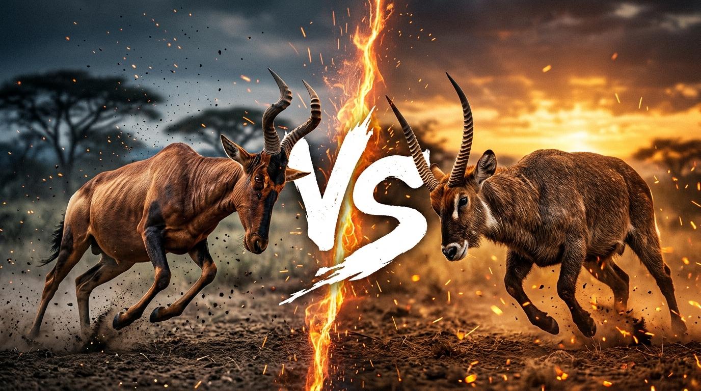 hartebeest-vs-waterbuck comparison image on AnimalDex