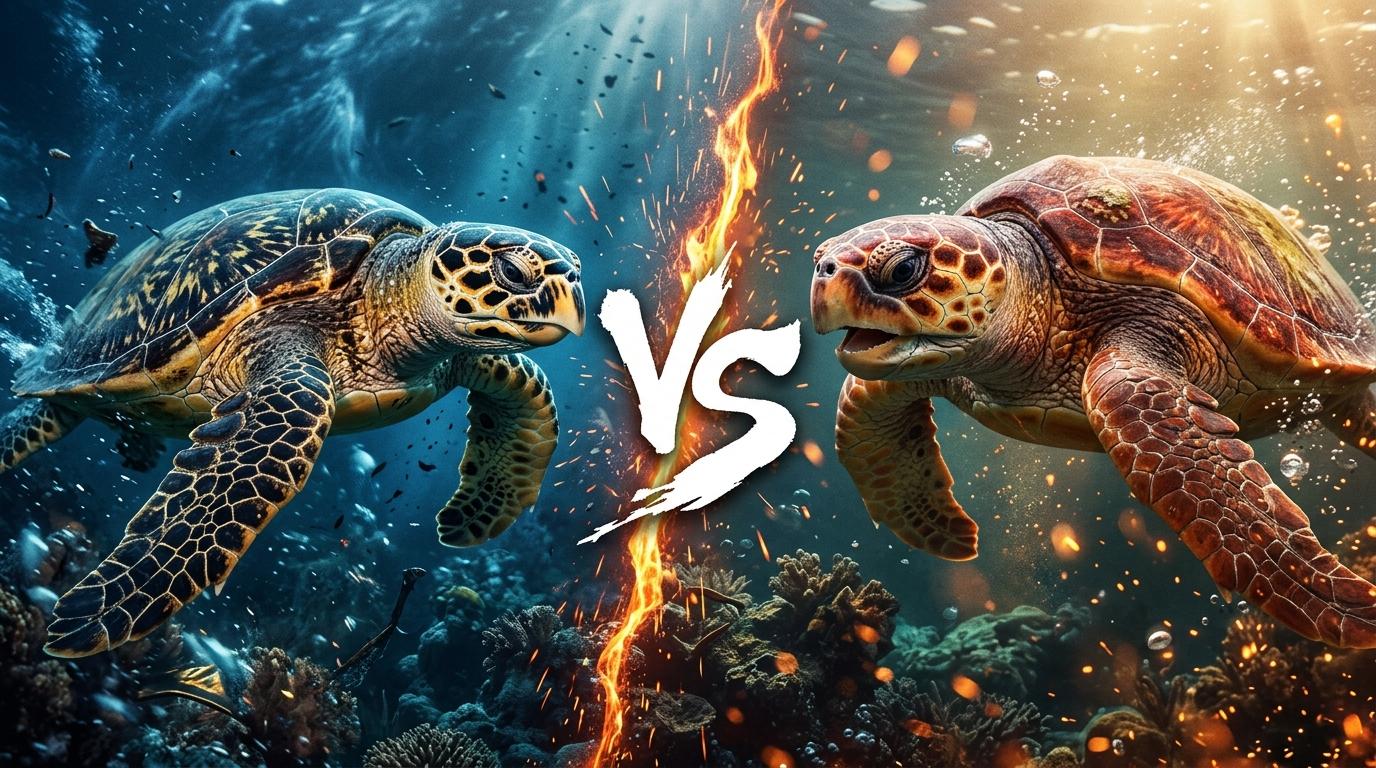 hawksbill-sea-turtle-vs-loggerhead-sea-turtle comparison image on AnimalDex