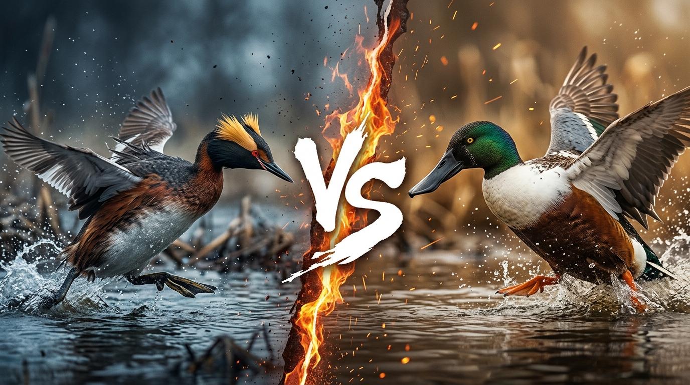 horned-grebe-vs-northern-shoveler comparison image on AnimalDex