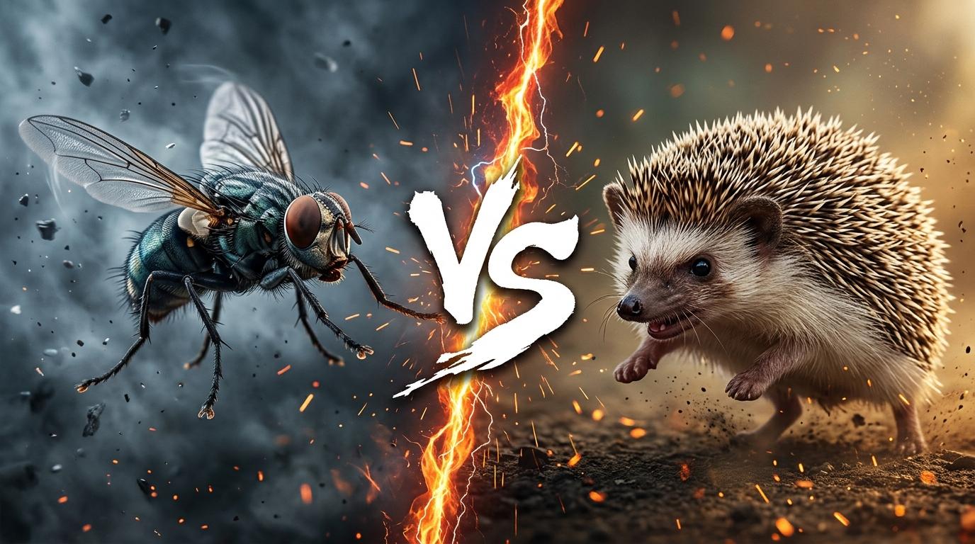 house-fly-vs-african-pygmy-hedgehog comparison image on AnimalDex