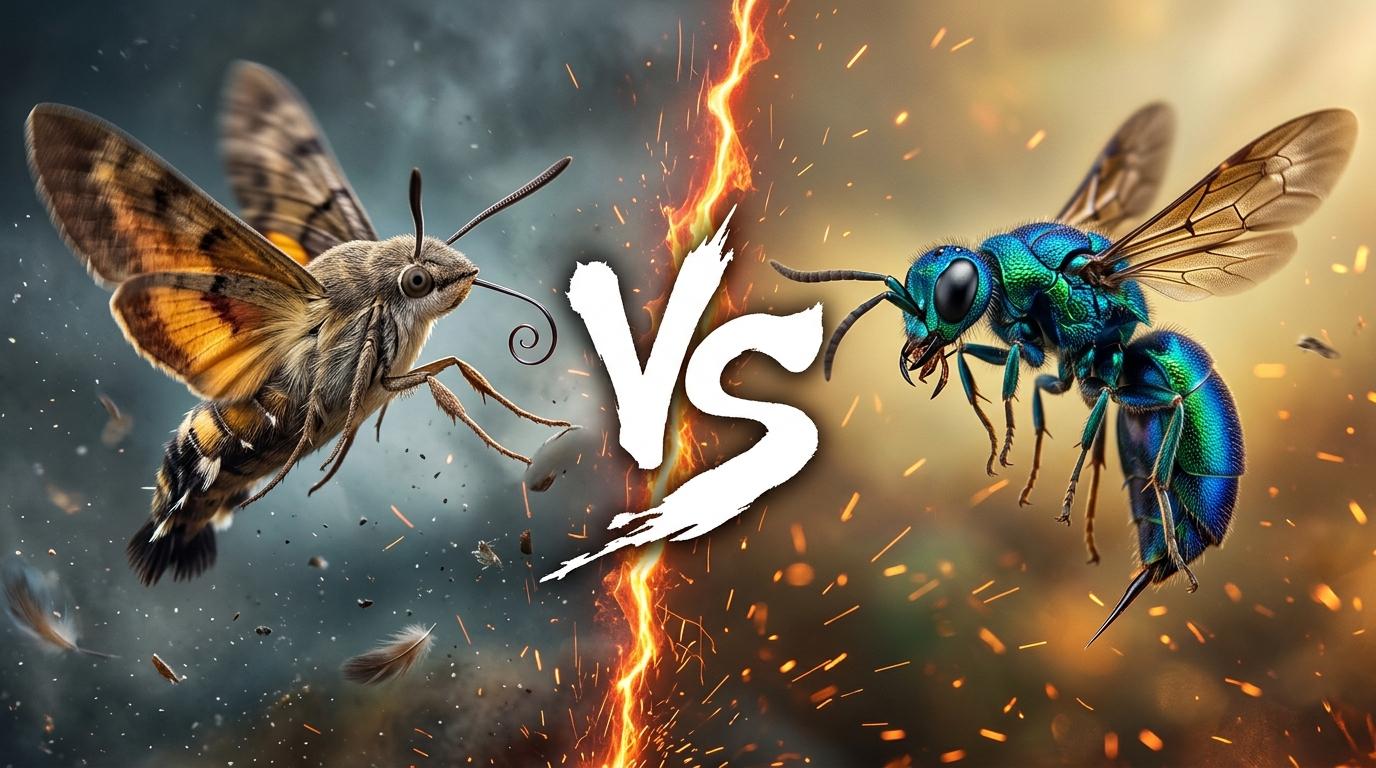 hummingbird-hawk-moth-vs-cuckoo-wasp comparison image on AnimalDex