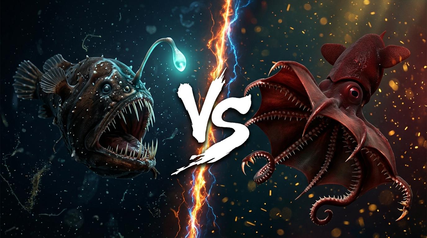 humpback-anglerfish-vs-vampire-squid comparison image on AnimalDex