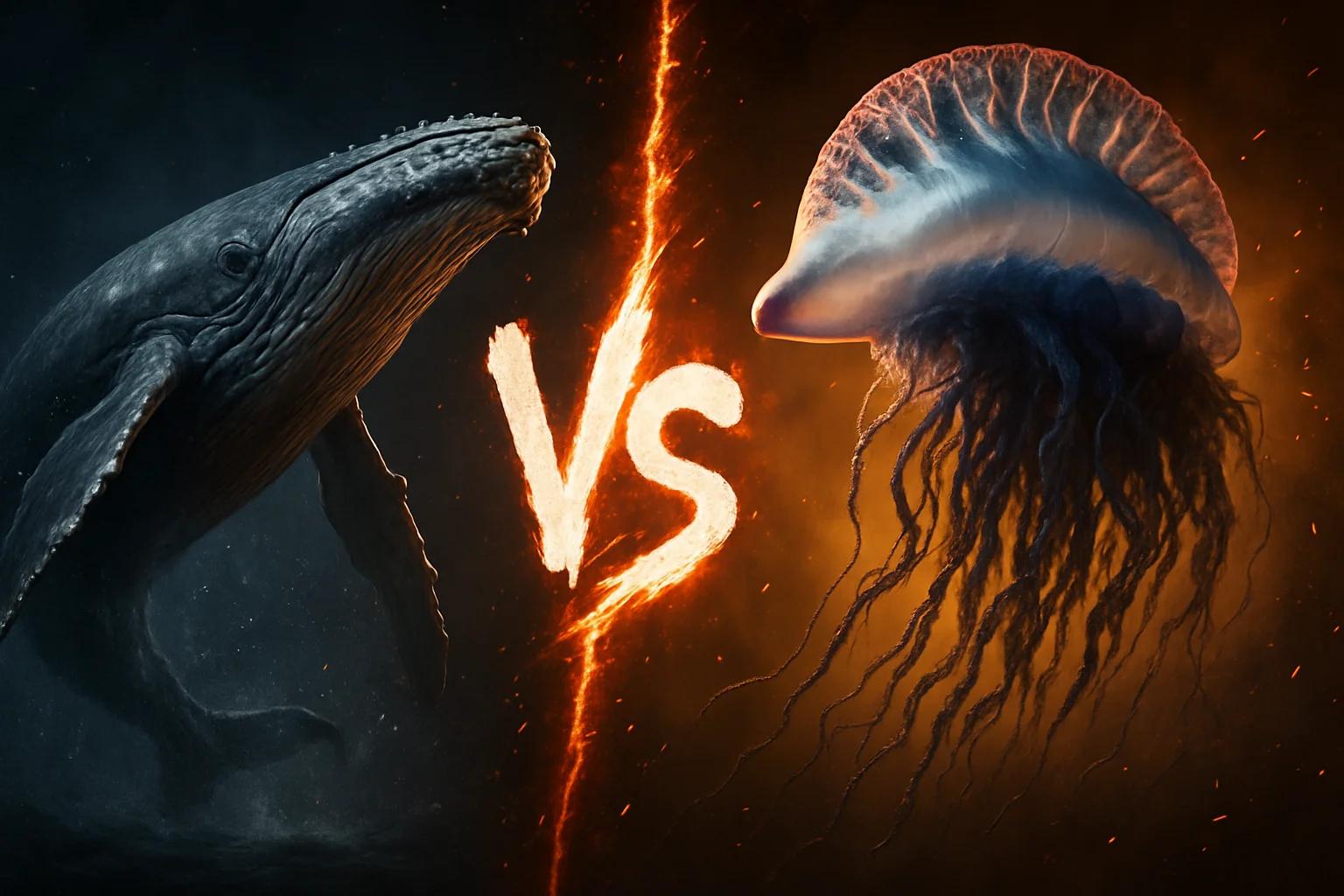 humpback-whale-vs-portuguese-man-o-war comparison image on AnimalDex