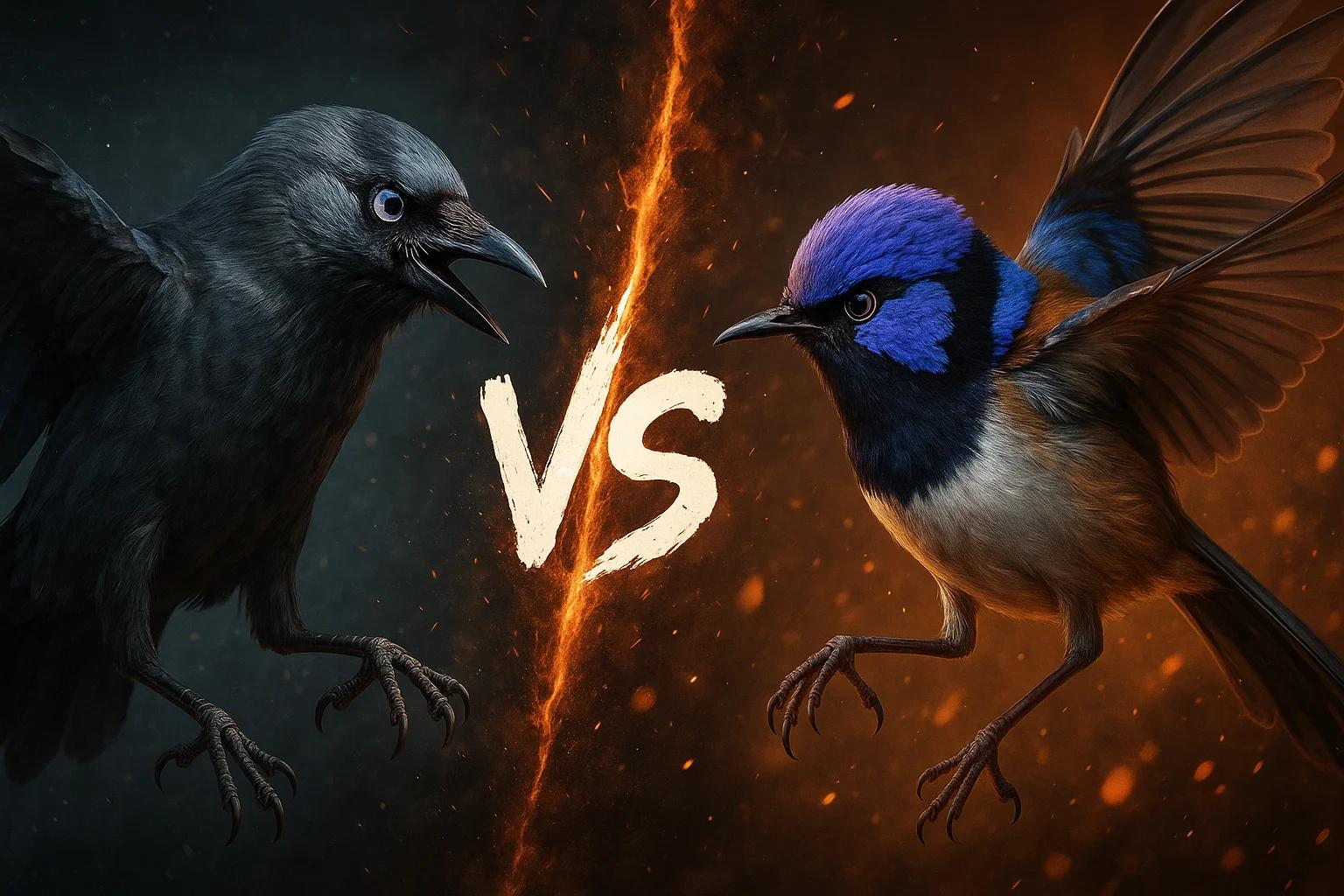 jackdaw-vs-purple-crowned-fairywren comparison image on AnimalDex