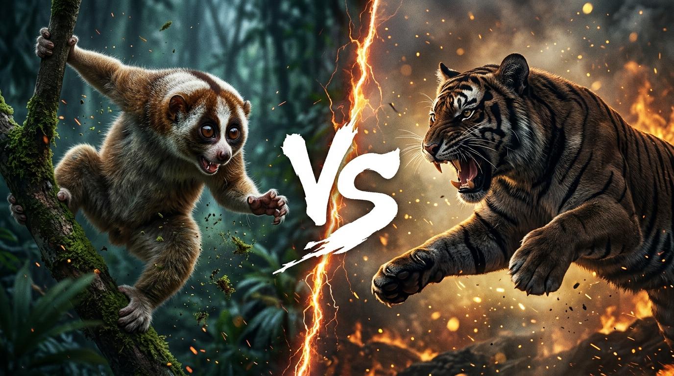 javan-slow-loris-vs-sumatran-tiger comparison image on AnimalDex