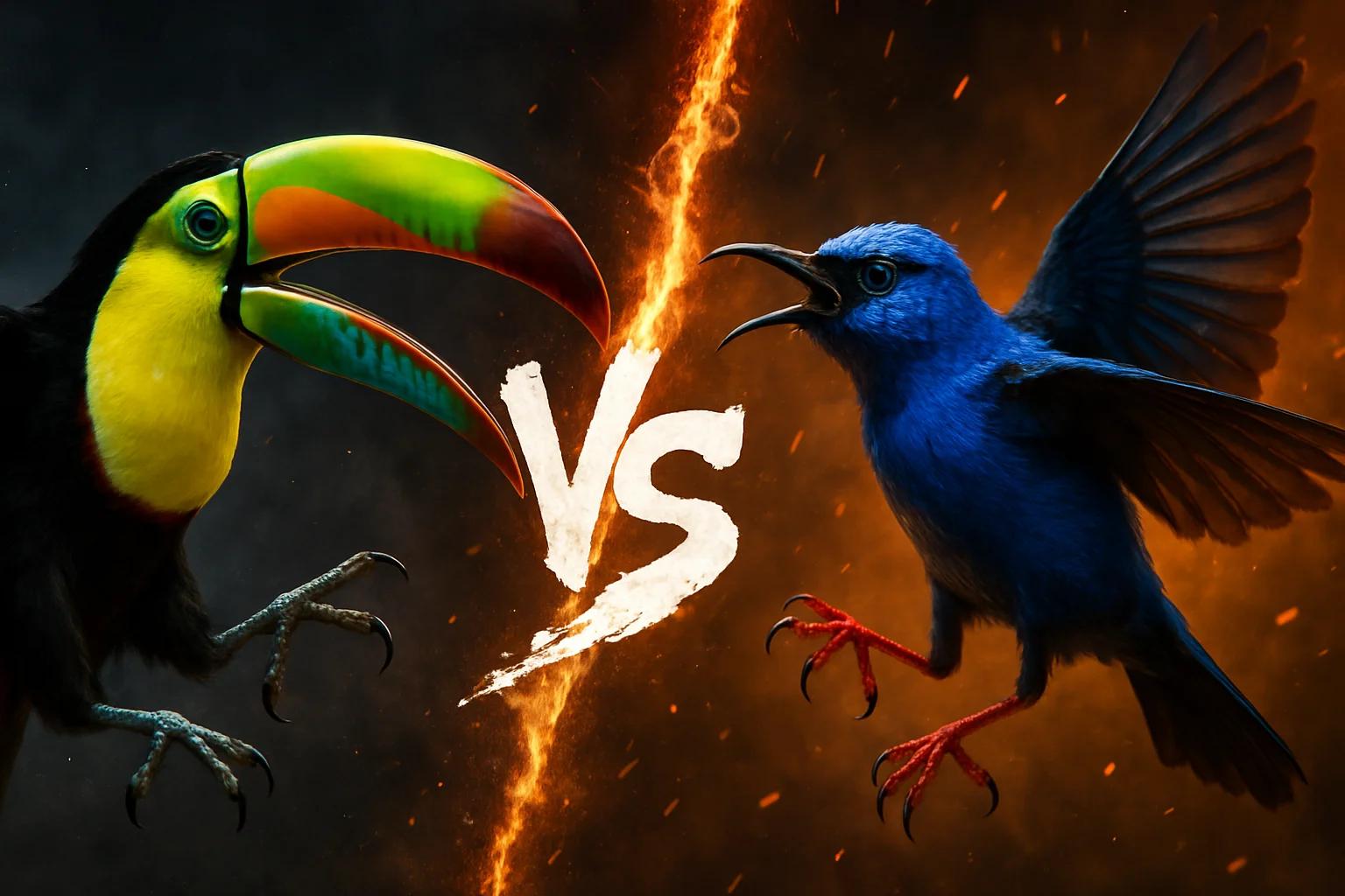 keel-billed-toucan-vs-red-legged-honeycreeper comparison image on AnimalDex